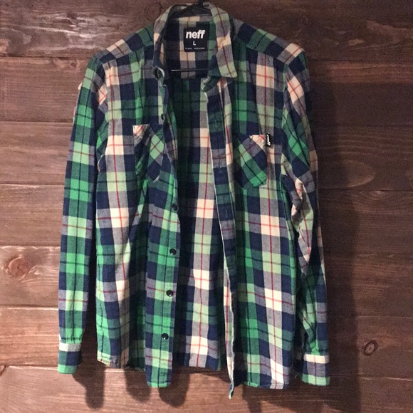 Green NEFF flannel - Picture 1 of 3